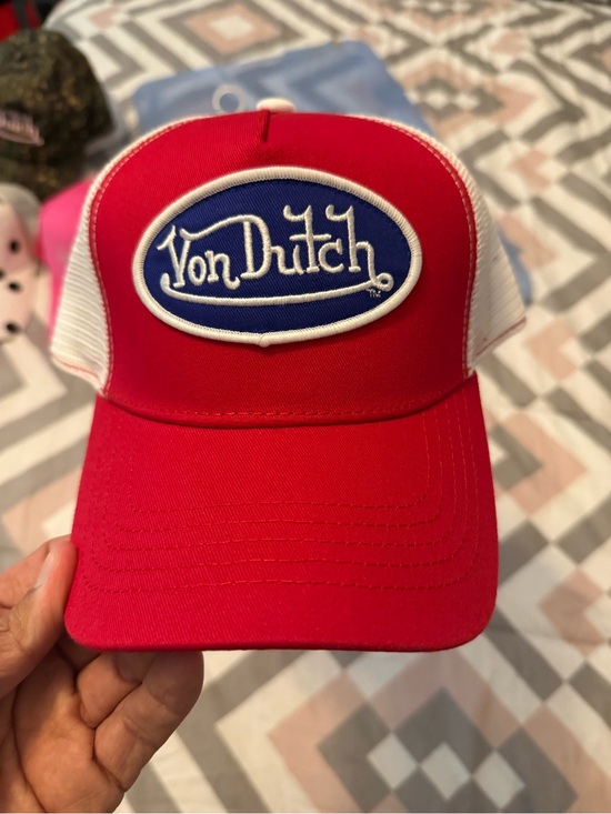Von Dutch Other - Von Dutch Men’s White Trucker Hat with Red Accent and Blue Logo